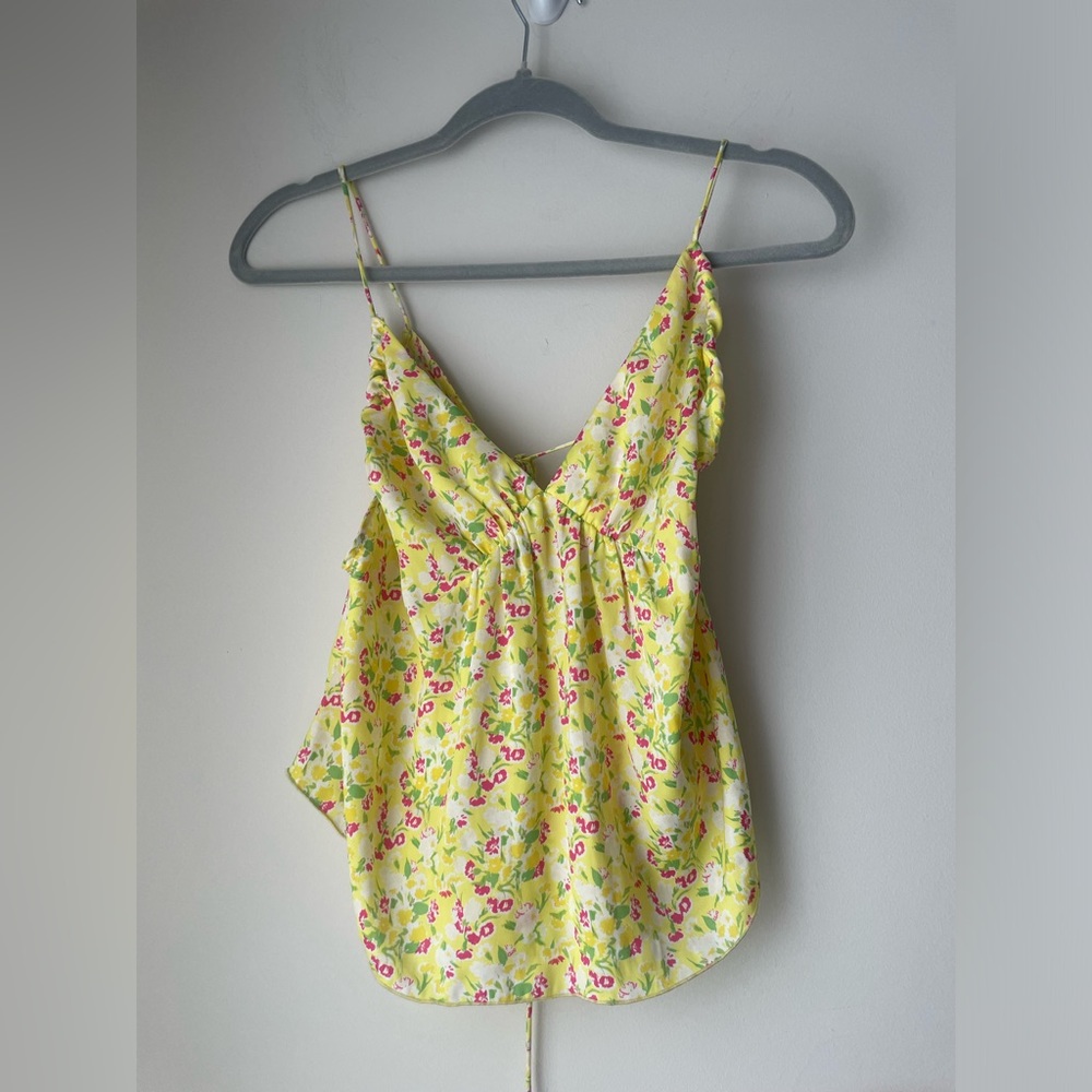 Intimately Free People Lemon Pink Floral Print Camisole Top Size Medium